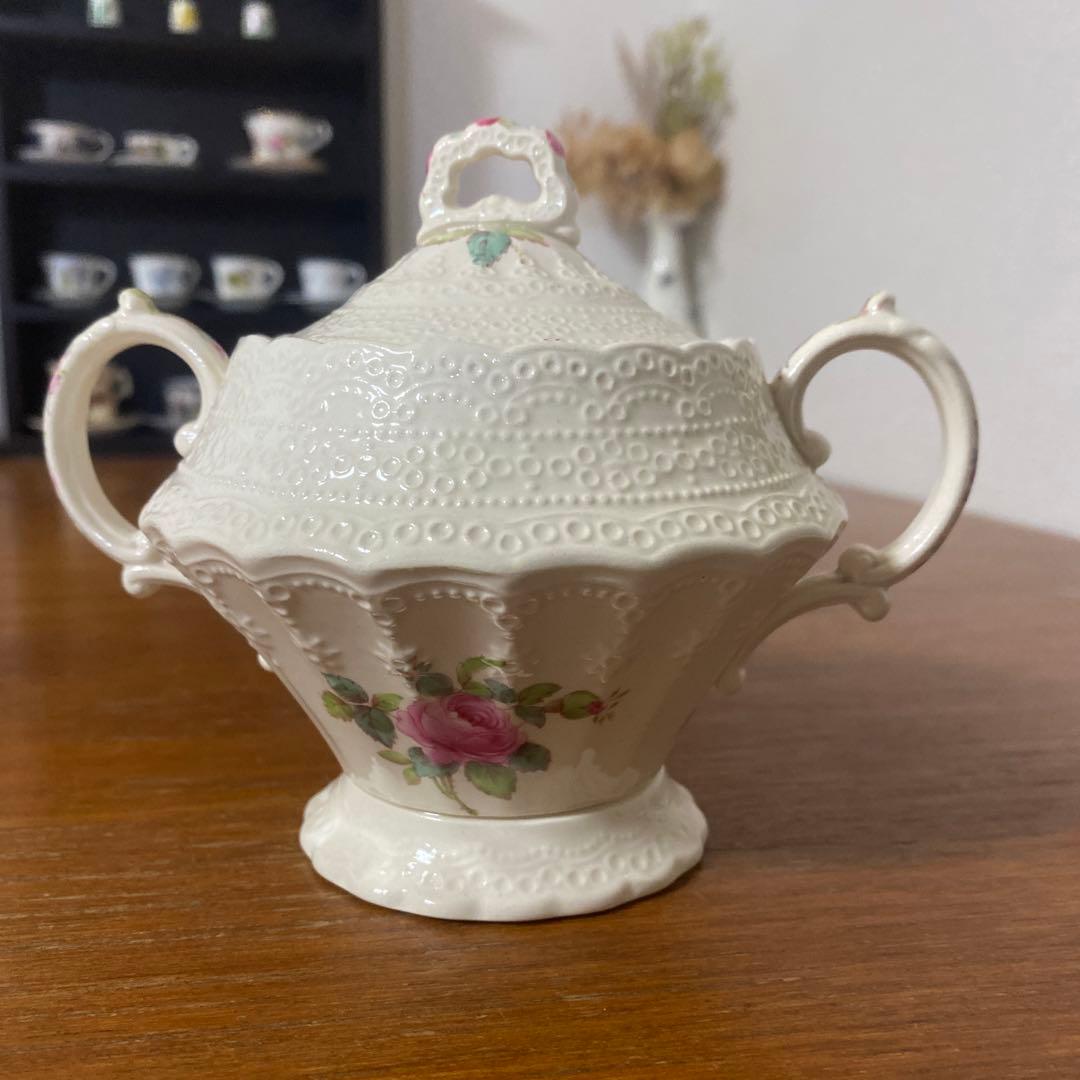 スポードジュエル　ビリングスレイローズ　蓋付きシュガーポット