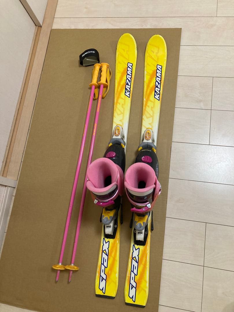 KAZAMA キッズ用 スキー板110cmブーツ22cmストック90cm セット