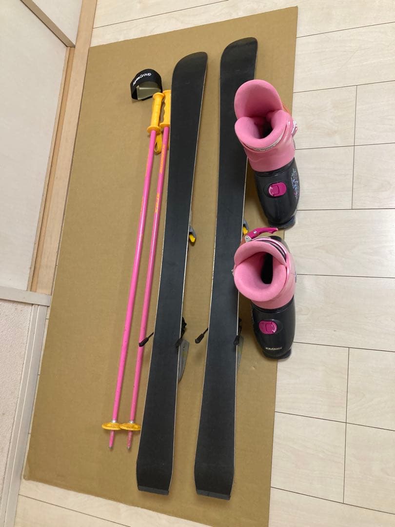 KAZAMA キッズ用 スキー板110cmブーツ22cmストック90cm セット