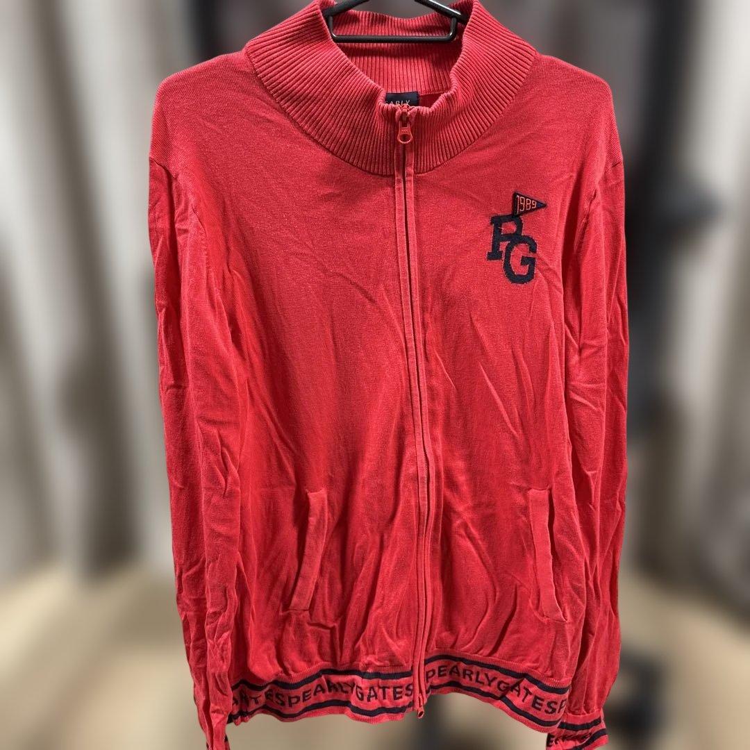 PEARLY GATES レッド ジッパーセーター