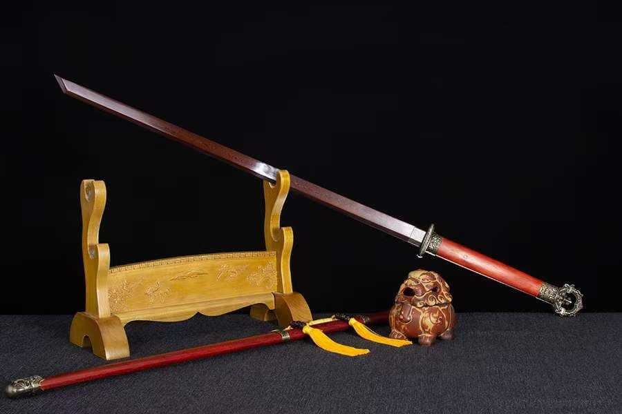 紅蓮青炎唐刀-模様鋼が赤くなる 古兵器   武具　刀装具　日本刀　模造刀 居合刀