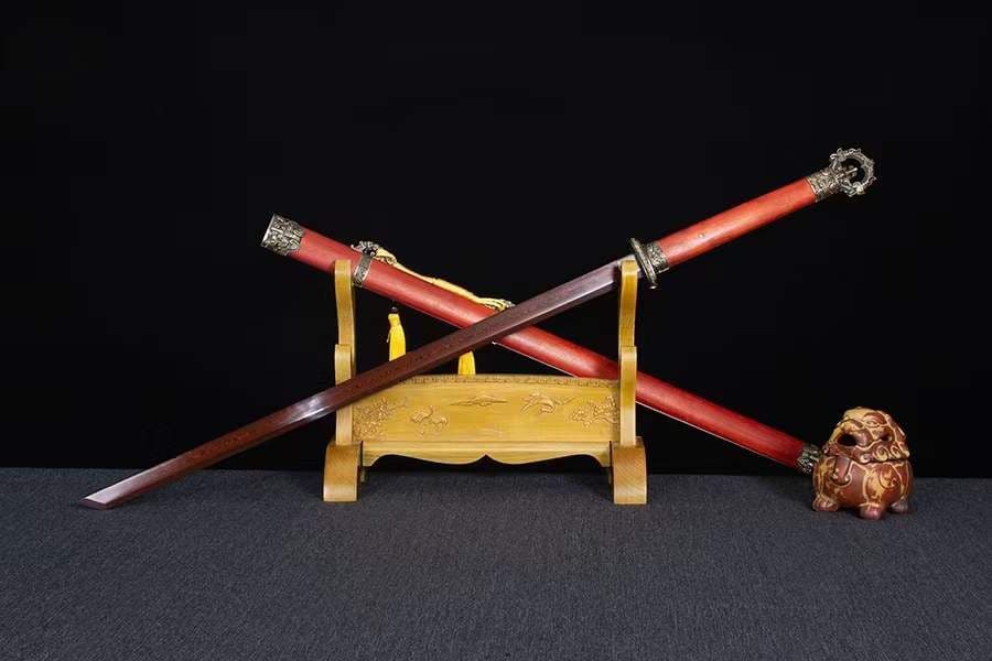 紅蓮青炎唐刀-模様鋼が赤くなる 古兵器   武具　刀装具　日本刀　模造刀 居合刀