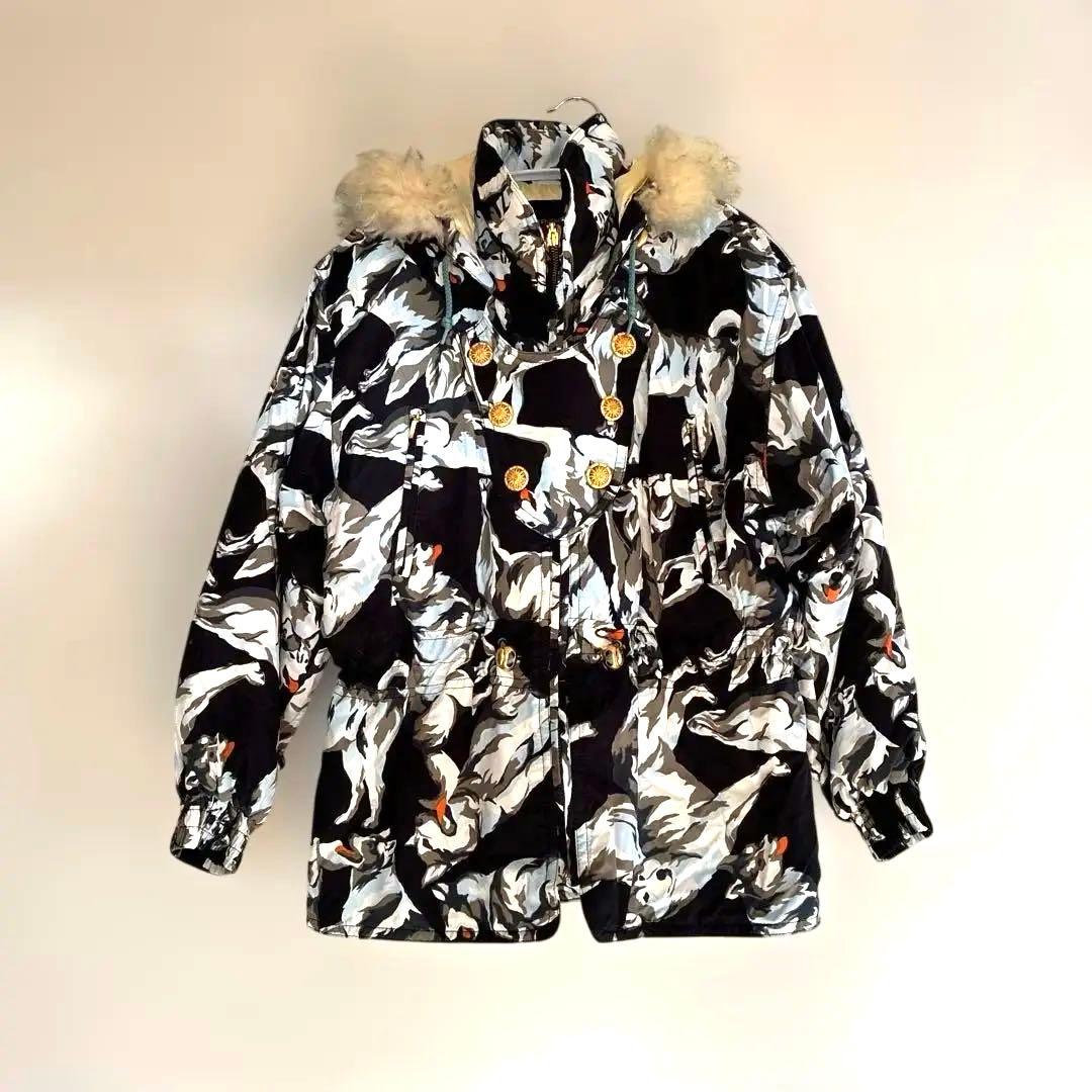 KESHO ABE ハスキー犬柄　スキーウェア　セットアップ ダウンジャケット