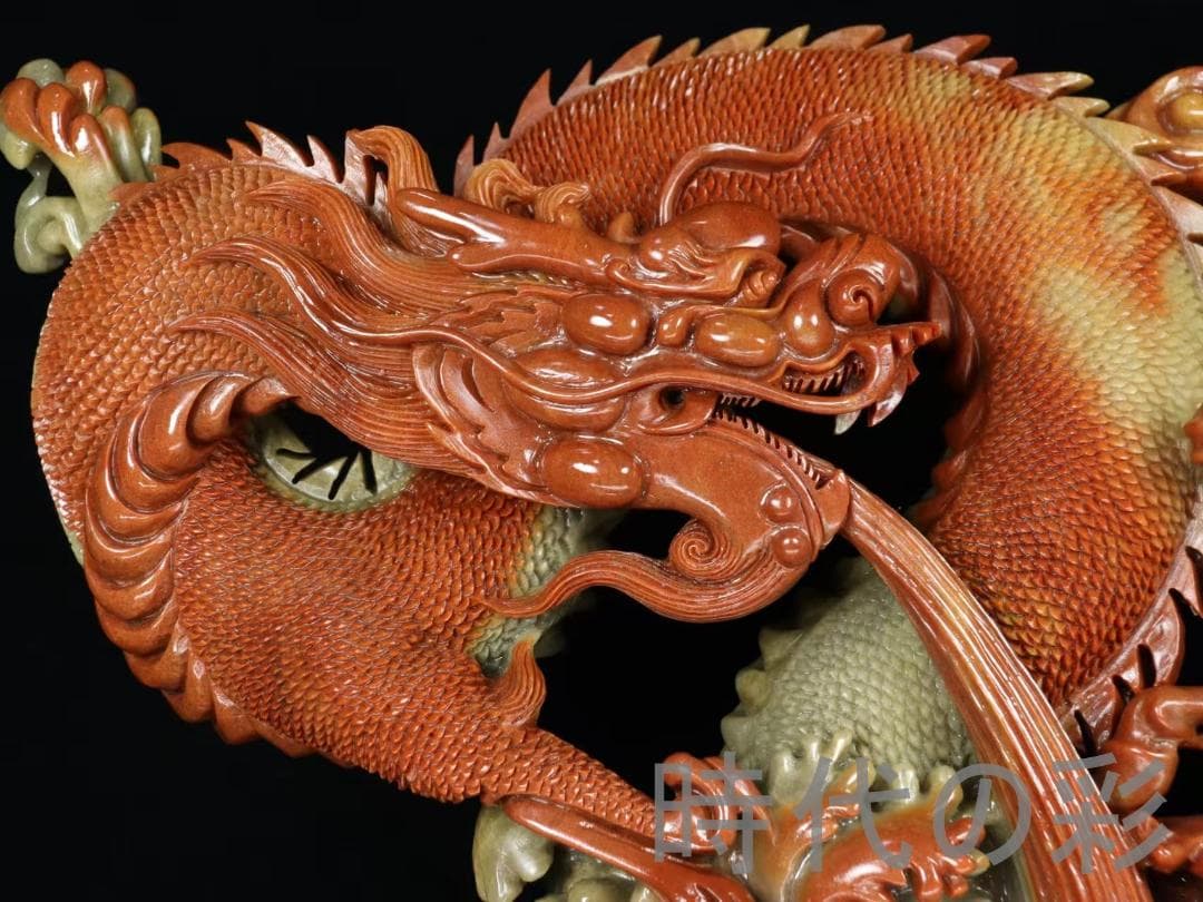 中国古美術 寿山石高山石 龍馬精神 巧色鏤空 重器 細密彫 手彫り 在銘 擺件