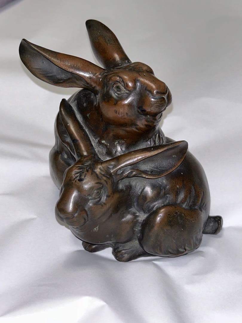 兎 うさぎ 金工 唐金？ 文鎮 干支 置物 オブジェ
