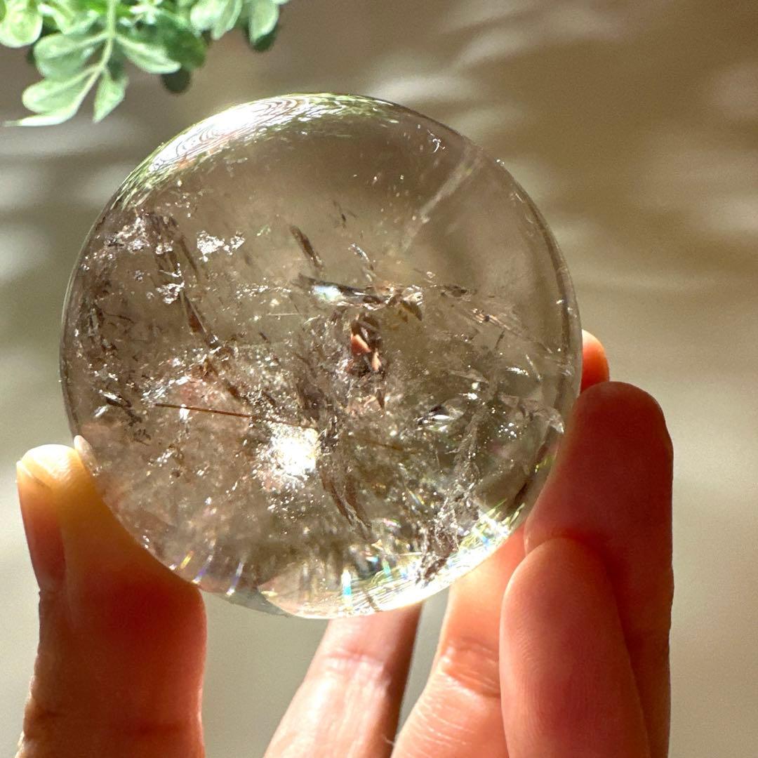 スモーキールチル　高品質　全面虹　ゴールドルチル　スモーキー　スフィア