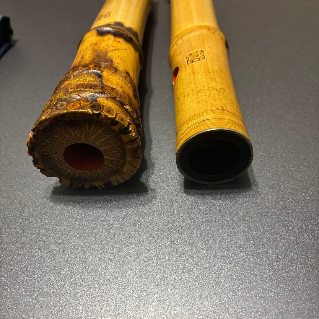 筦山作 都山流1尺７寸尺八２印