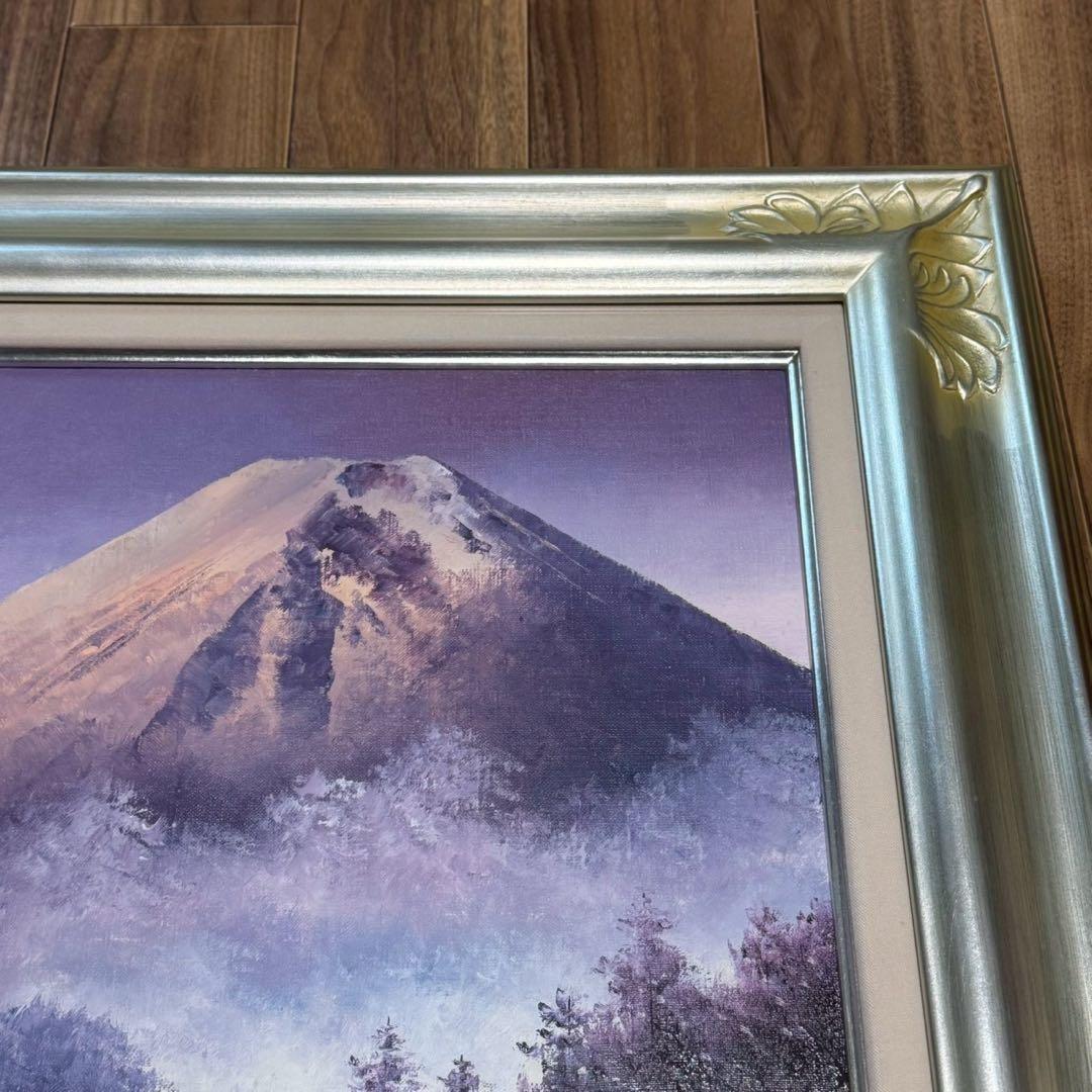 絵画　小林幸三作: 富士　油絵　豪華額装　黄金　富士山