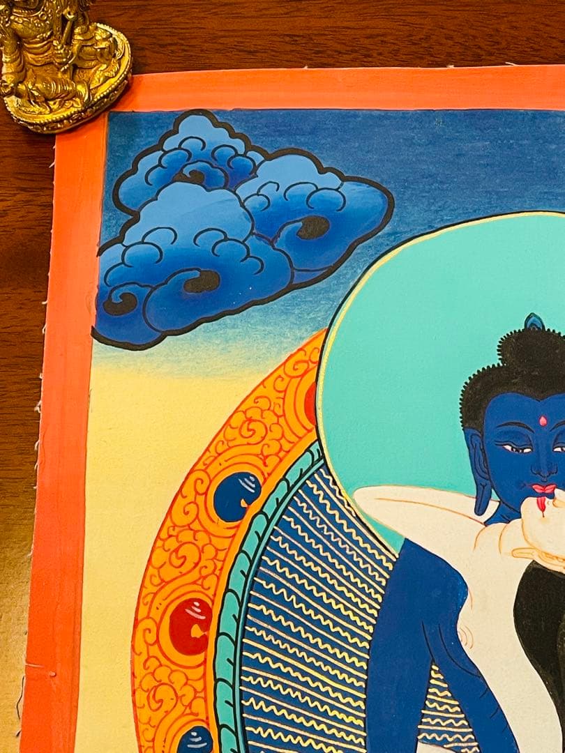 手描き 肉筆画 シャクティ タンカ 曼荼羅 仏陀 ブッタ 38.5 × 28.5