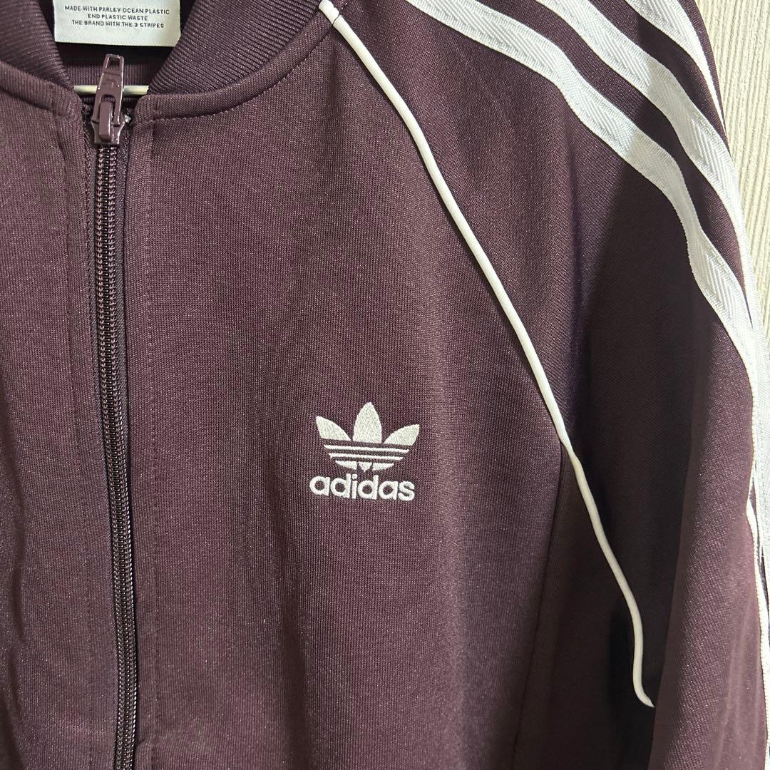adidas 3ストライプ ジャージジャケット L ダークパープル