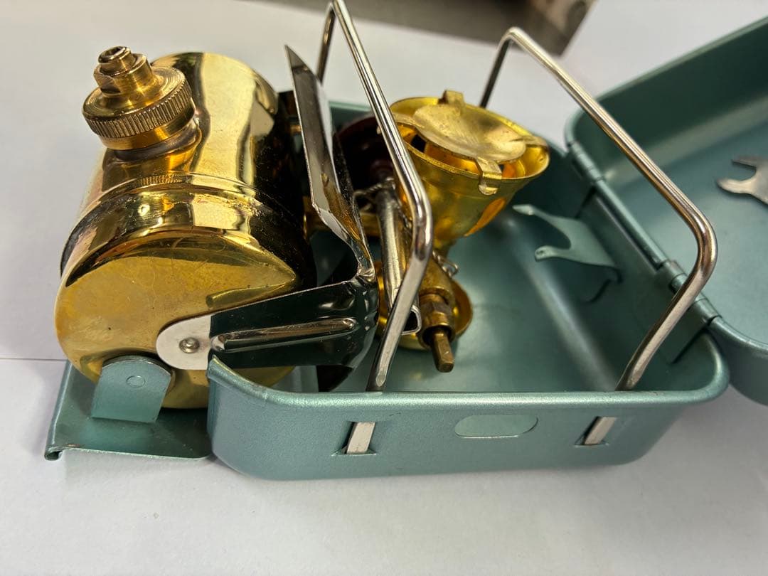 シングルバーナーコンロ ゴールド/グリーン