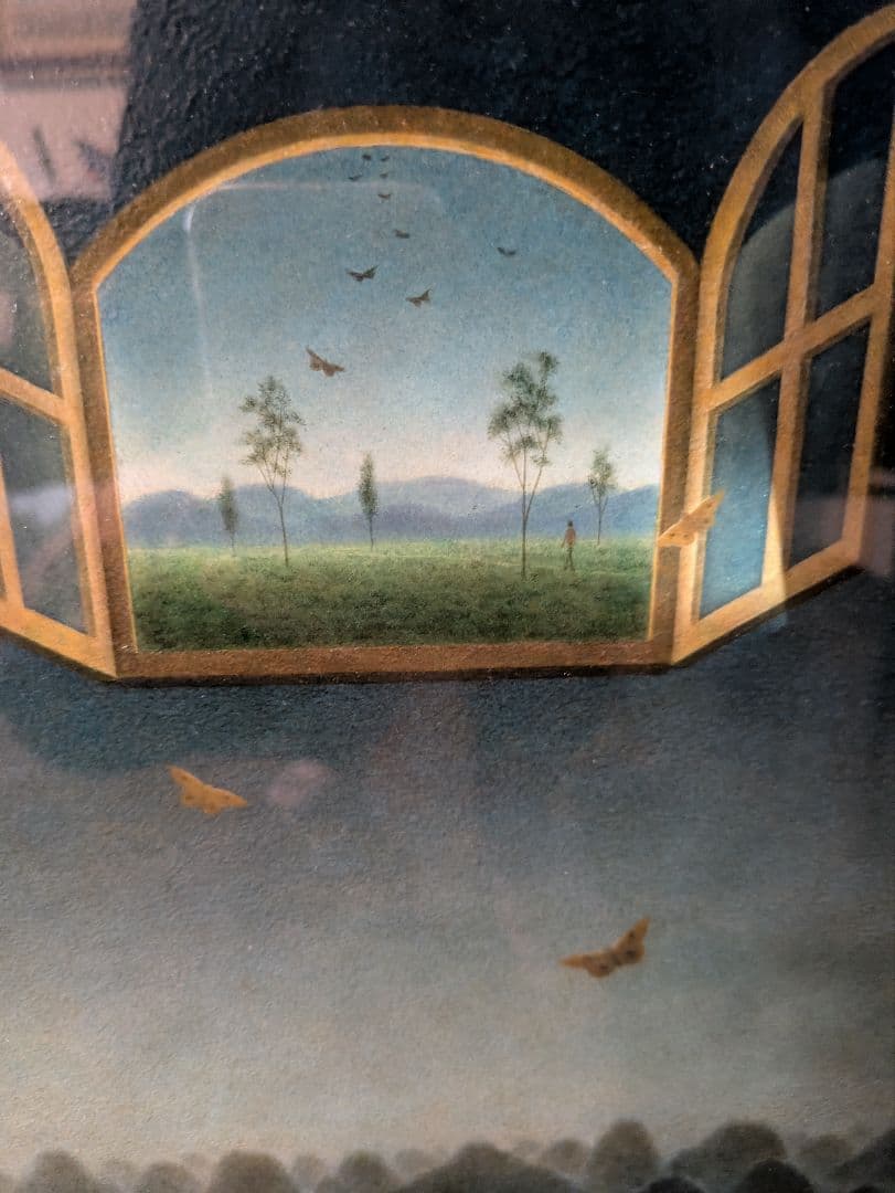 相馬武夫 テンペラ画 人物画 シュールレアリスム風 サイン有 額装