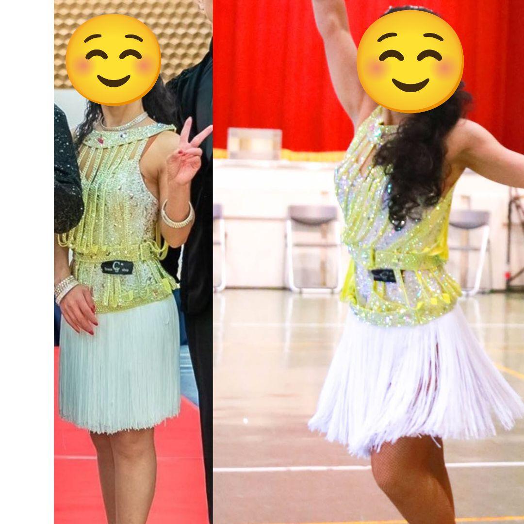 ユリア風デザイン(ドレスショップシーズ作製ハイグレード)中古ラテンドレスSサイズ