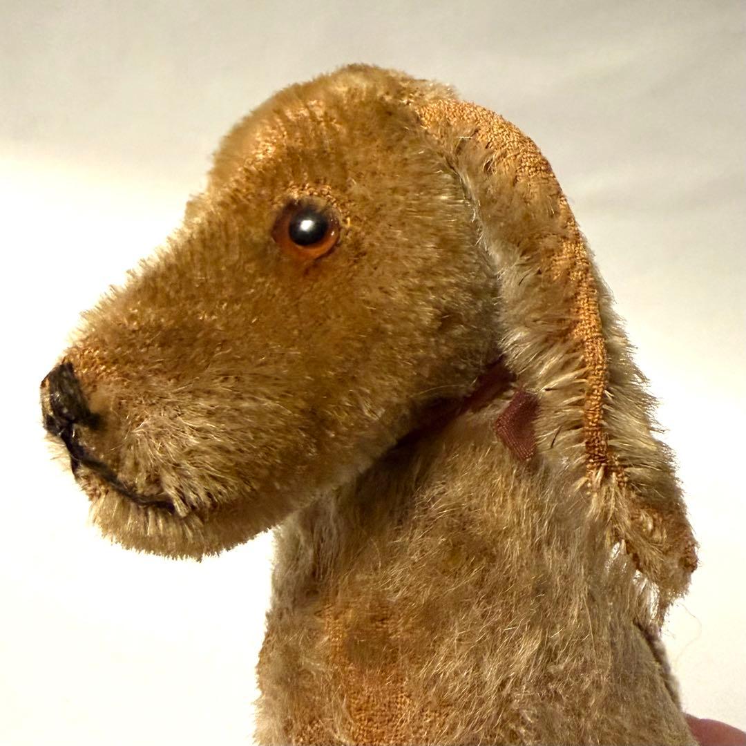 Steiffシュタイフ \"DOG\"（小）100年経ったアンティークのぬいぐるみ