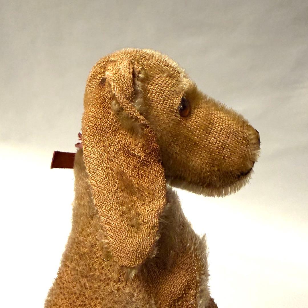 Steiffシュタイフ \"DOG\"（小）100年経ったアンティークのぬいぐるみ