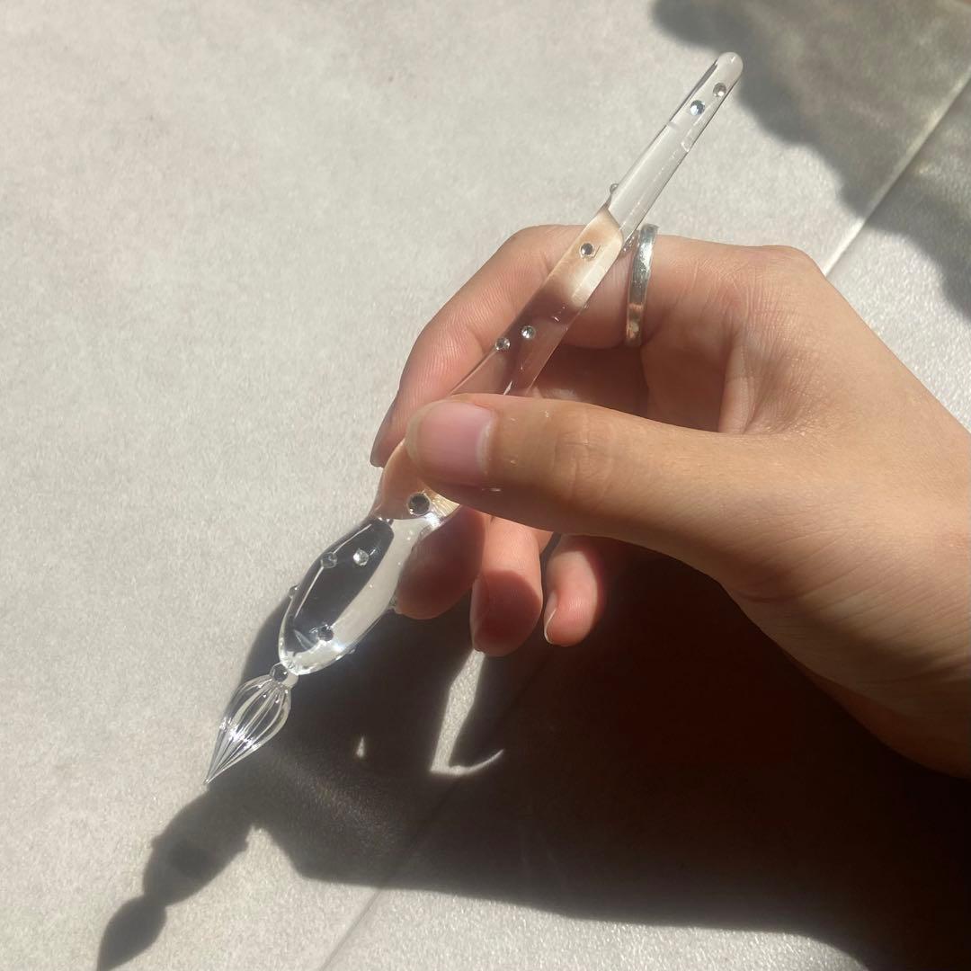 クリスタルクリア ガラスペン／硝子ペン／軽い 持ちやすい 書き心地◎ 割れにくい