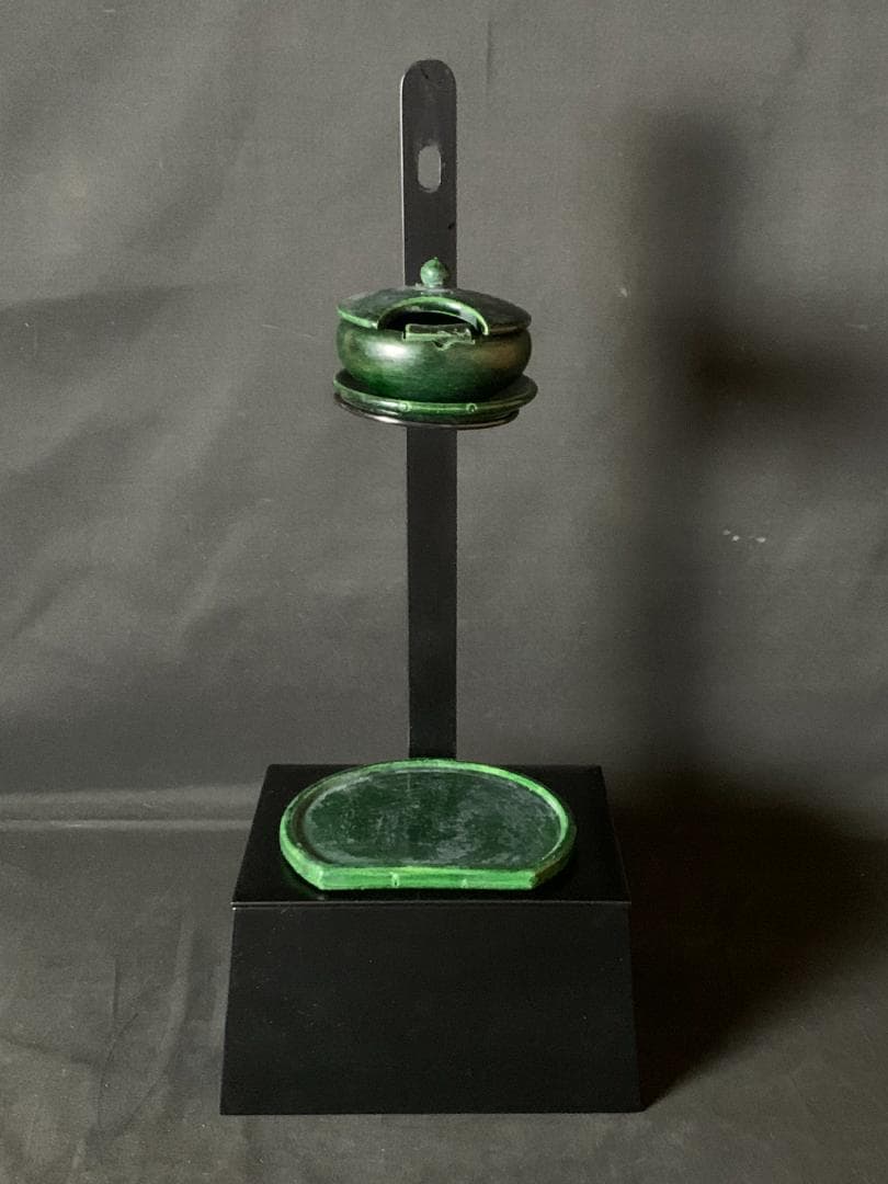 黒塗 短檠 夜咄/和楽造 青楽 雀瓦 灯芯 茶道具 茶事 901