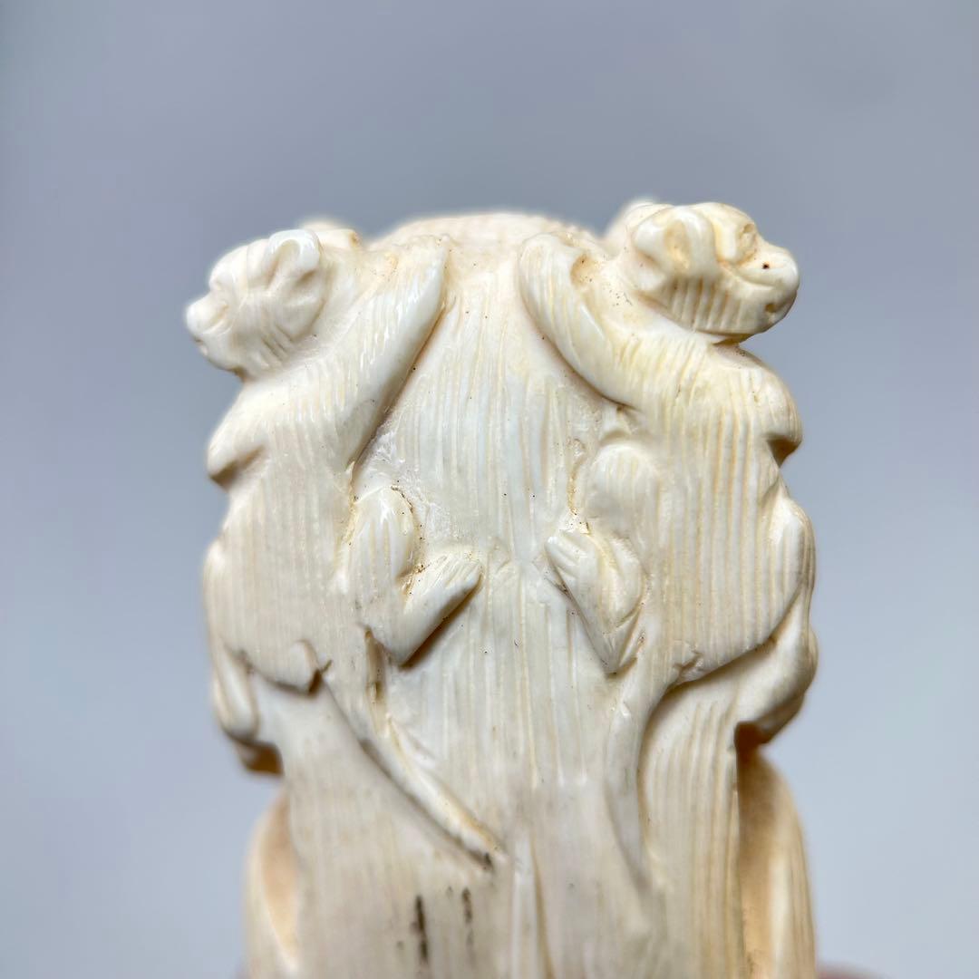 A003三猿 彫刻 木製台座付き