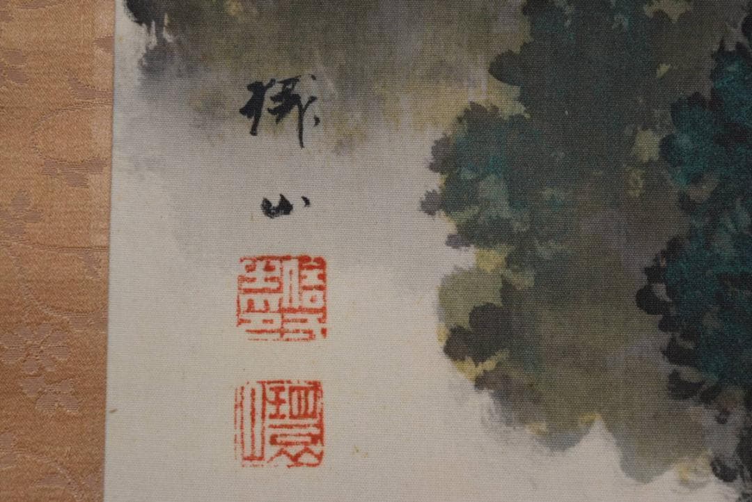 【真作】村瀬環山/大和月瀬梅林遠望之図/春景梅花図/掛軸/名家伝来/AA-652