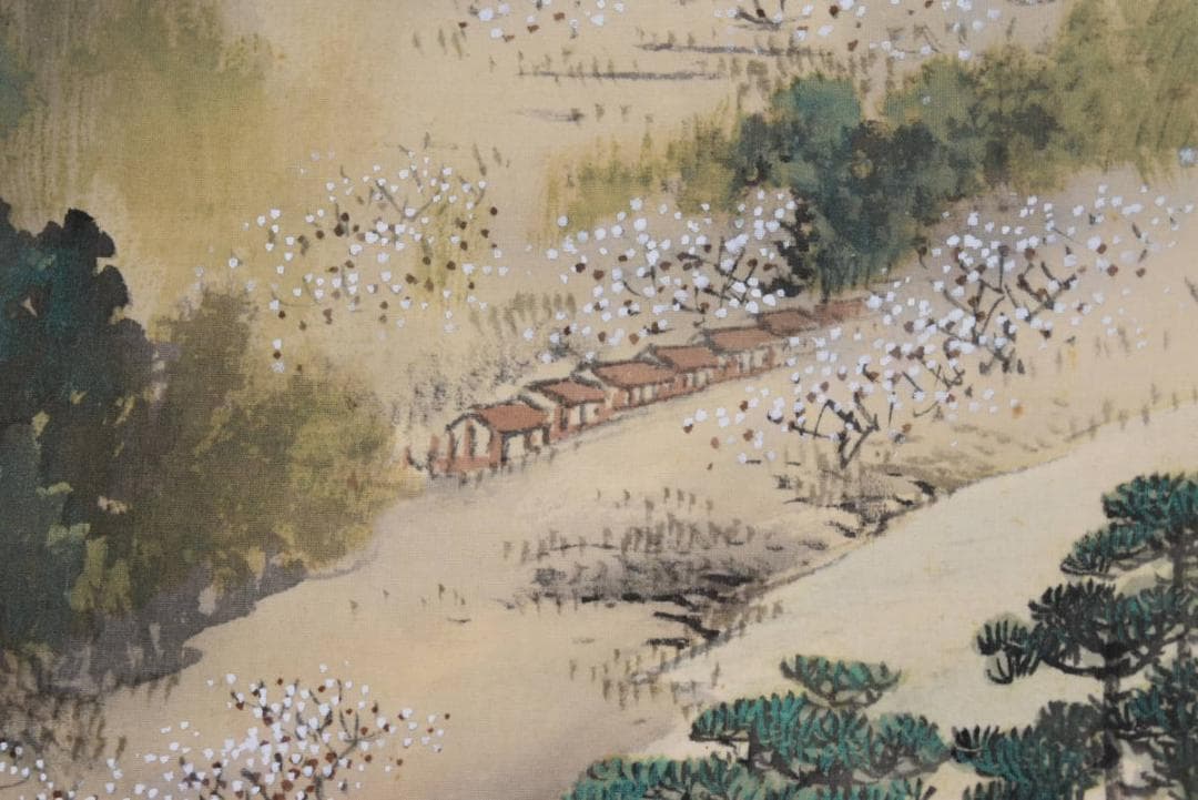 【真作】村瀬環山/大和月瀬梅林遠望之図/春景梅花図/掛軸/名家伝来/AA-652