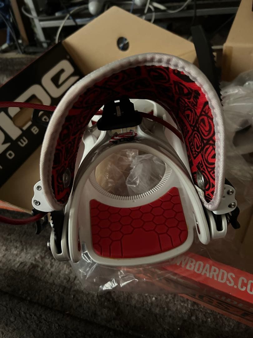 【新品】Rideビンディング ホワイト/レッド　Lサイズ