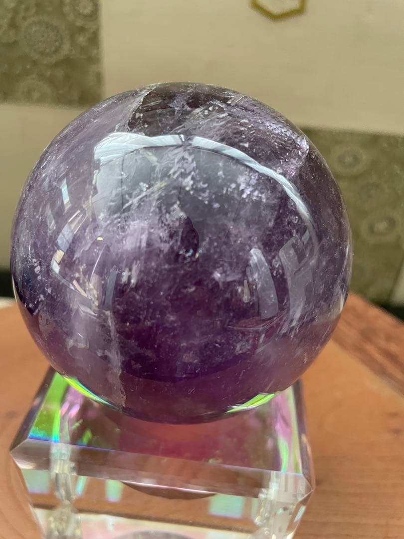 逸品大宝珠☆レインボー アメジスト アメシスト 紫水晶 丸玉 スフィア 天然石