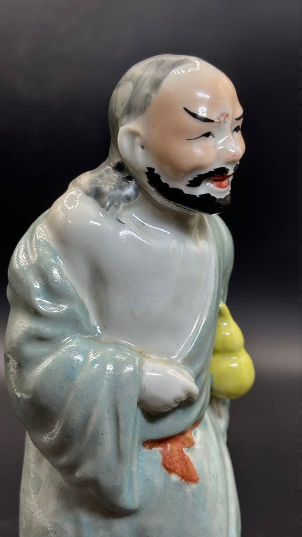 中国美術 古玩 色絵陶人形 陶器人形 高さ約24cm 置物 オブジェ 古董品