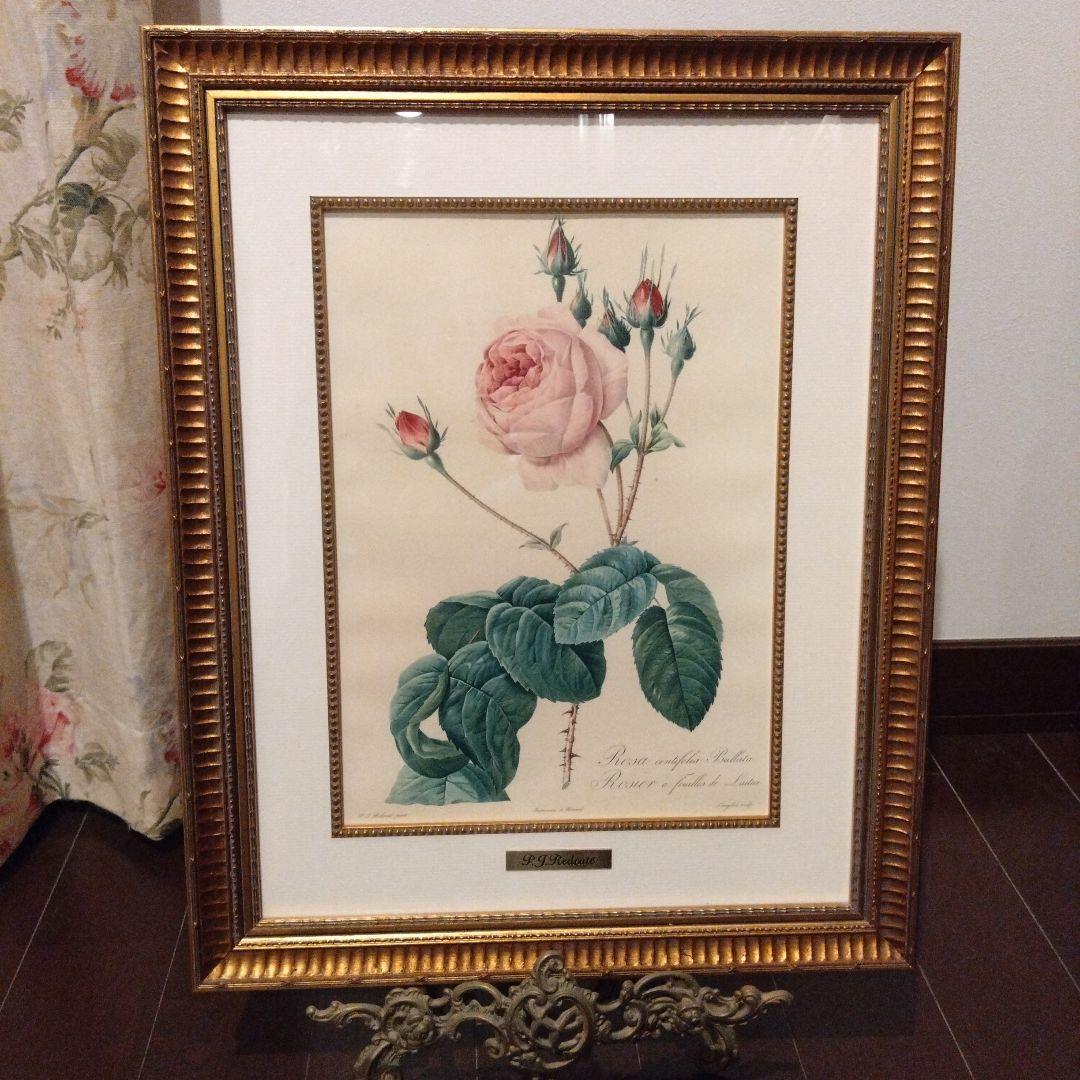 ② ルドゥーテ 絵額 レ ローズ バラ図譜 フォリオ判 ゴールドフレーム 額絵