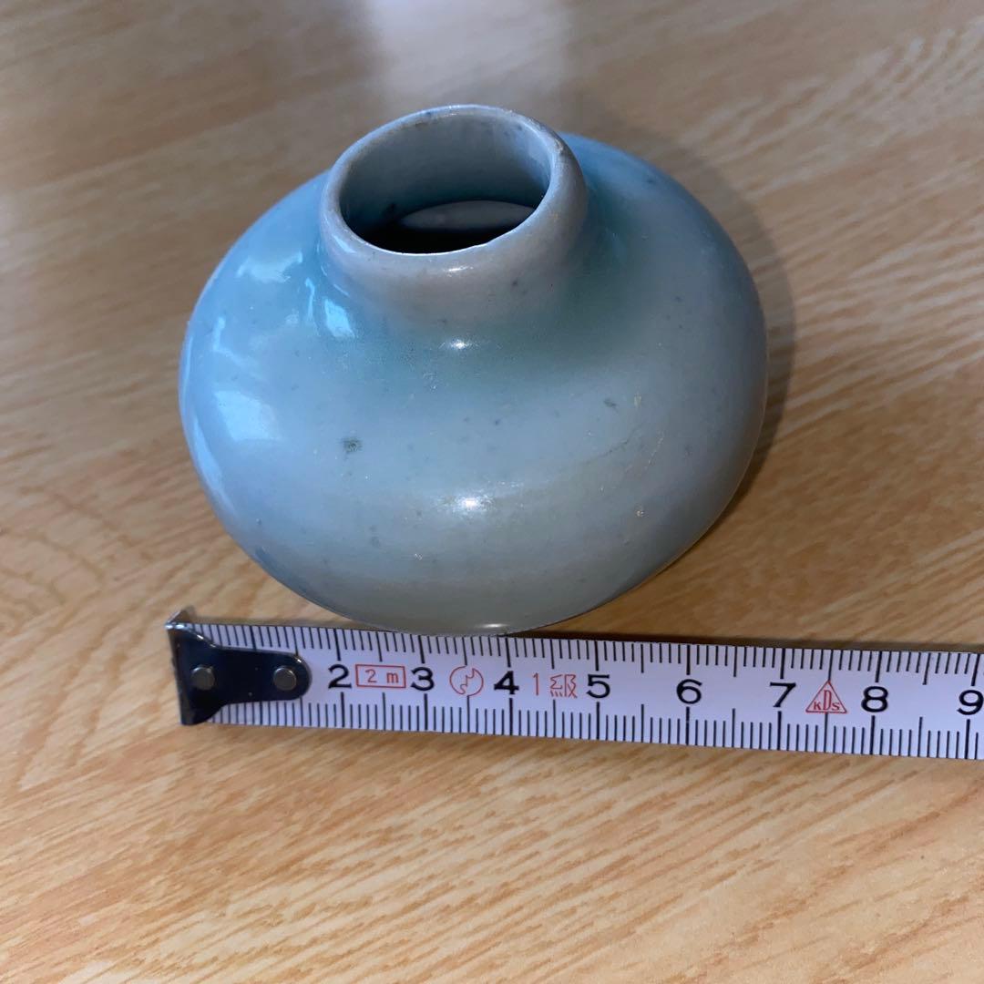 青磁茶入れ　元時代　蓋、仕覆付き