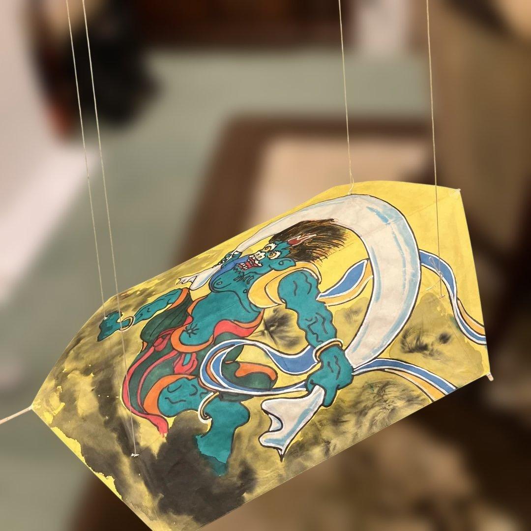 カイト　糸巻き付き　和凧　実際に揚がる　手描き日本の伝統六角凧　揚げ方説明書あり