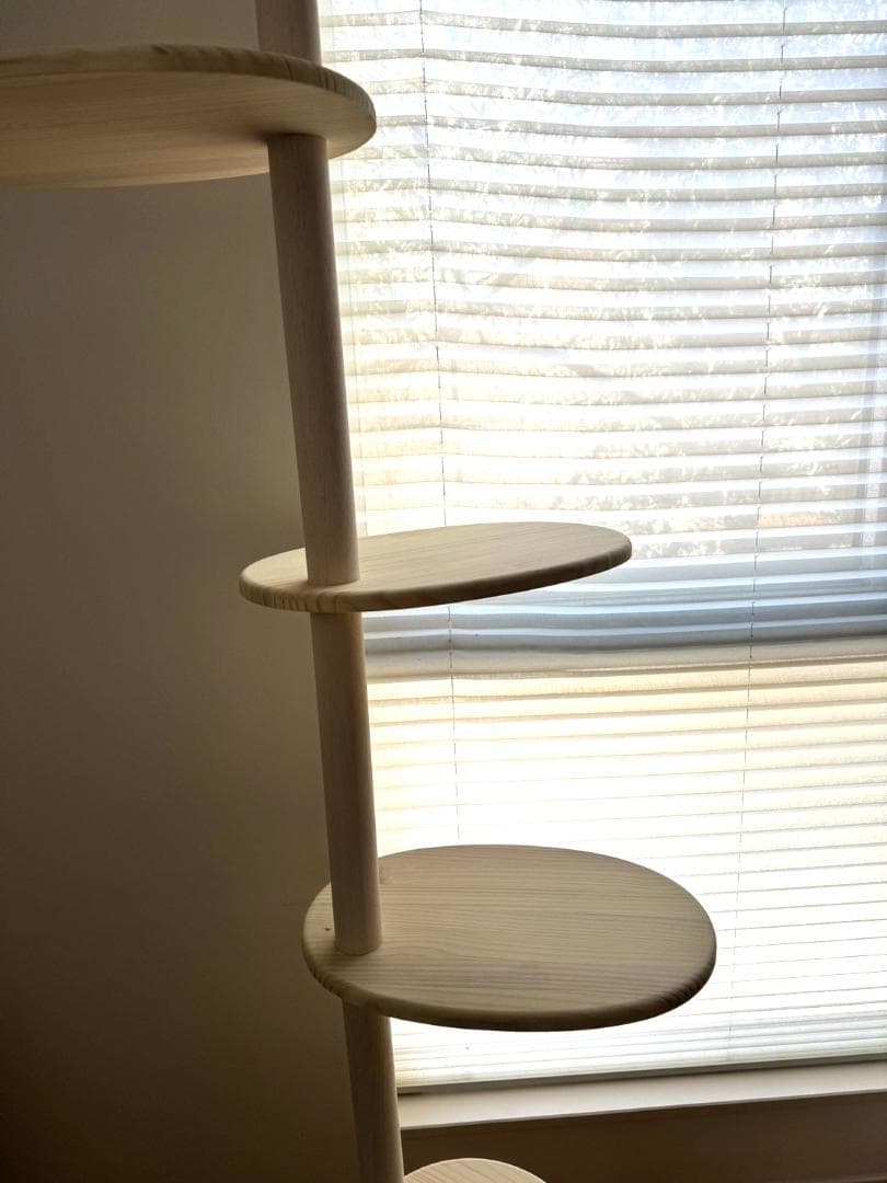 天然木　突っ張り型キャットタワー 5段 ホワイト　2ｍ40ｃｍ　送料無料