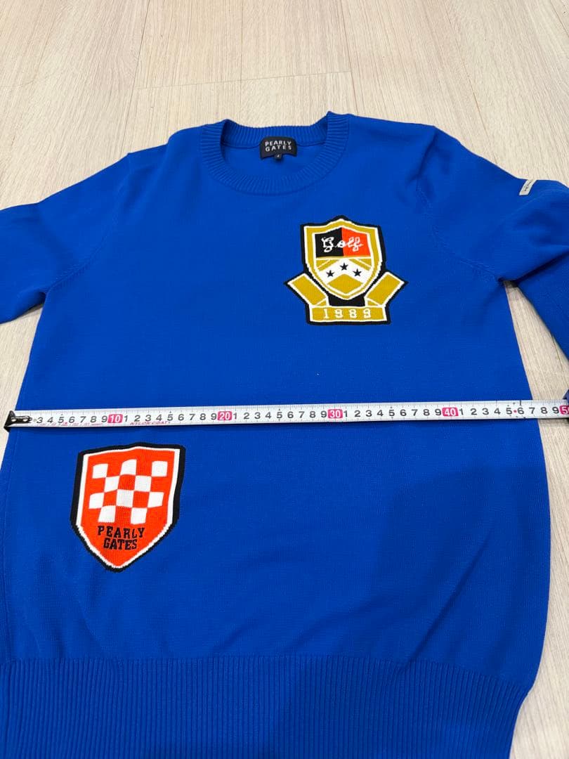 PEARLY GATES ニット セーター メンズ サイズ4 ワッペン ブルー