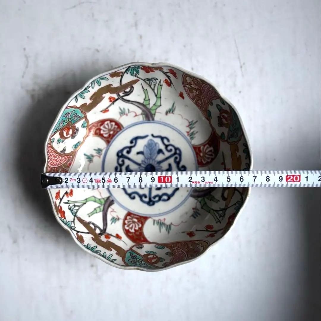 696 骨董 アンティーク 古伊万里 染付 豪華絢爛 色絵深皿 幕末 正月準備