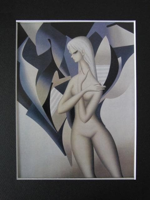 東郷青児、静かなるノラ、希少な大判額装用画集より、新品高級額装付