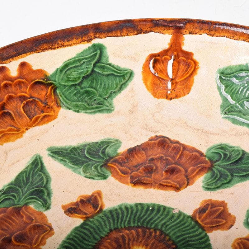 中国　唐三彩　花文　大皿　飾皿　直径約31㎝　V　R8014C