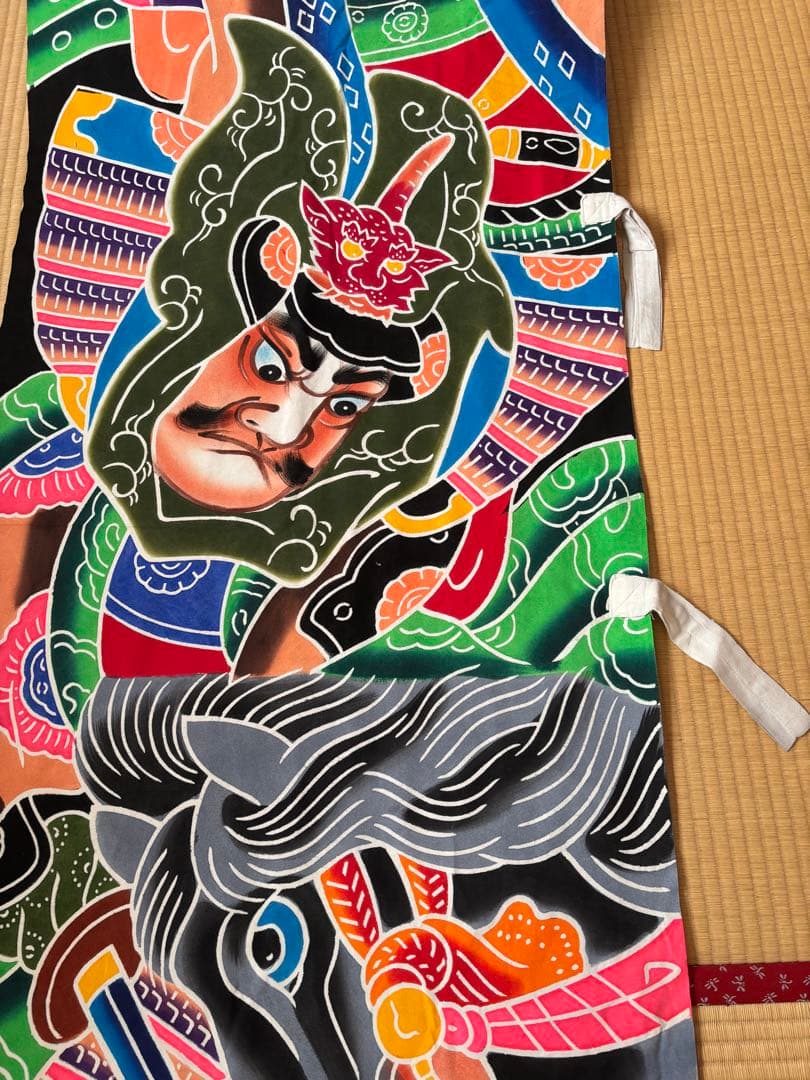 のぼり旗　５人武者　当時物　 71✖️750 1－5