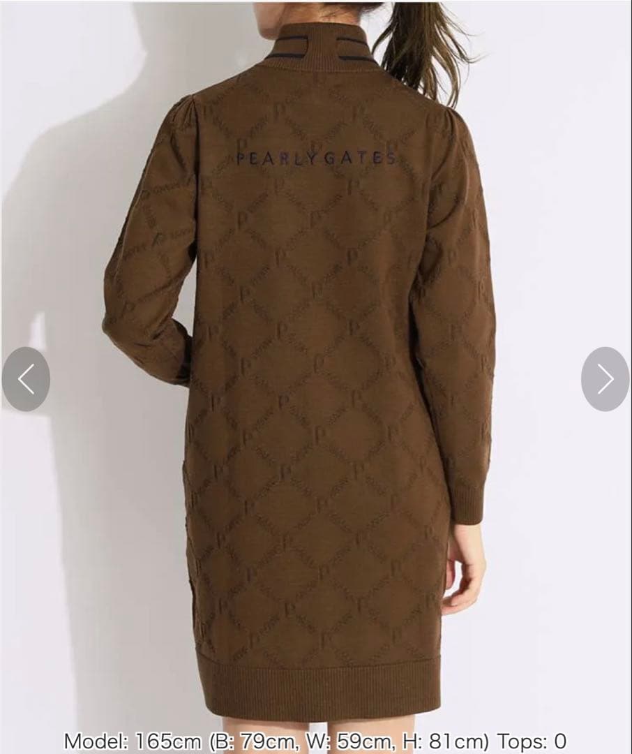 パーリーゲイツ＊ダイヤロゴ柄ハイネックボウタイワンピース＊サイズ0