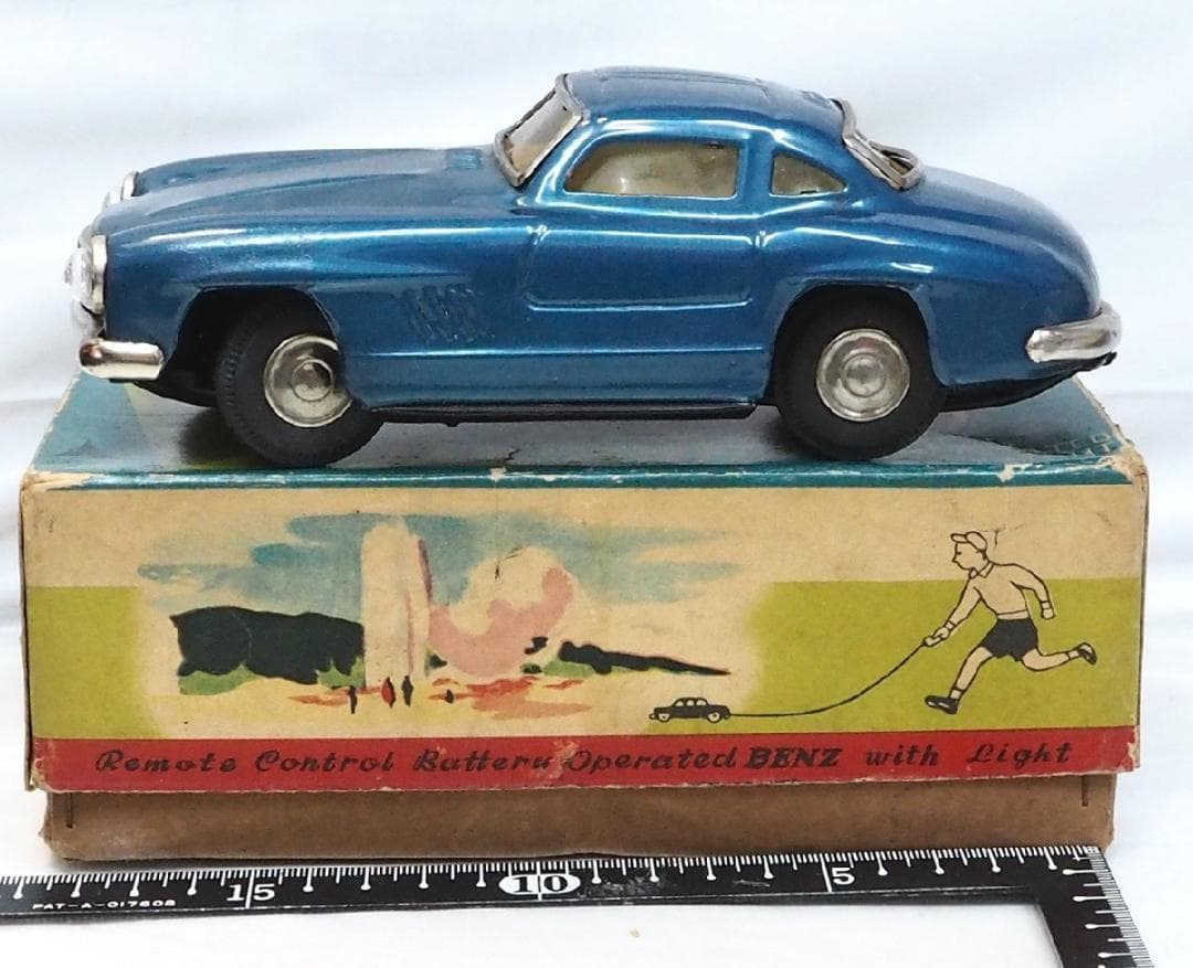 KS【メルセデス ベンツ300SL青リモコン欠】ブリキtin toy car箱付