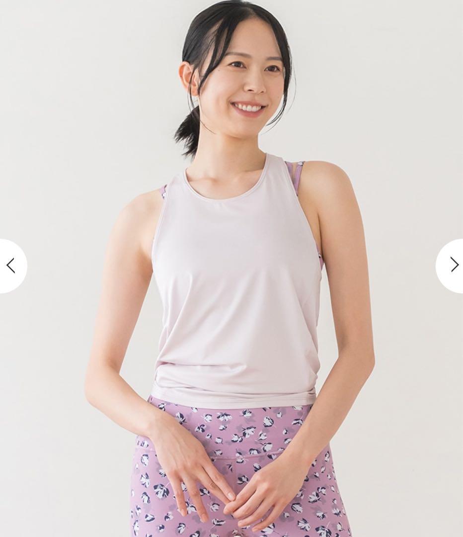 スカーラ フラワープリント　セパレートタンクトップ Mサイズ　ダスティピンク