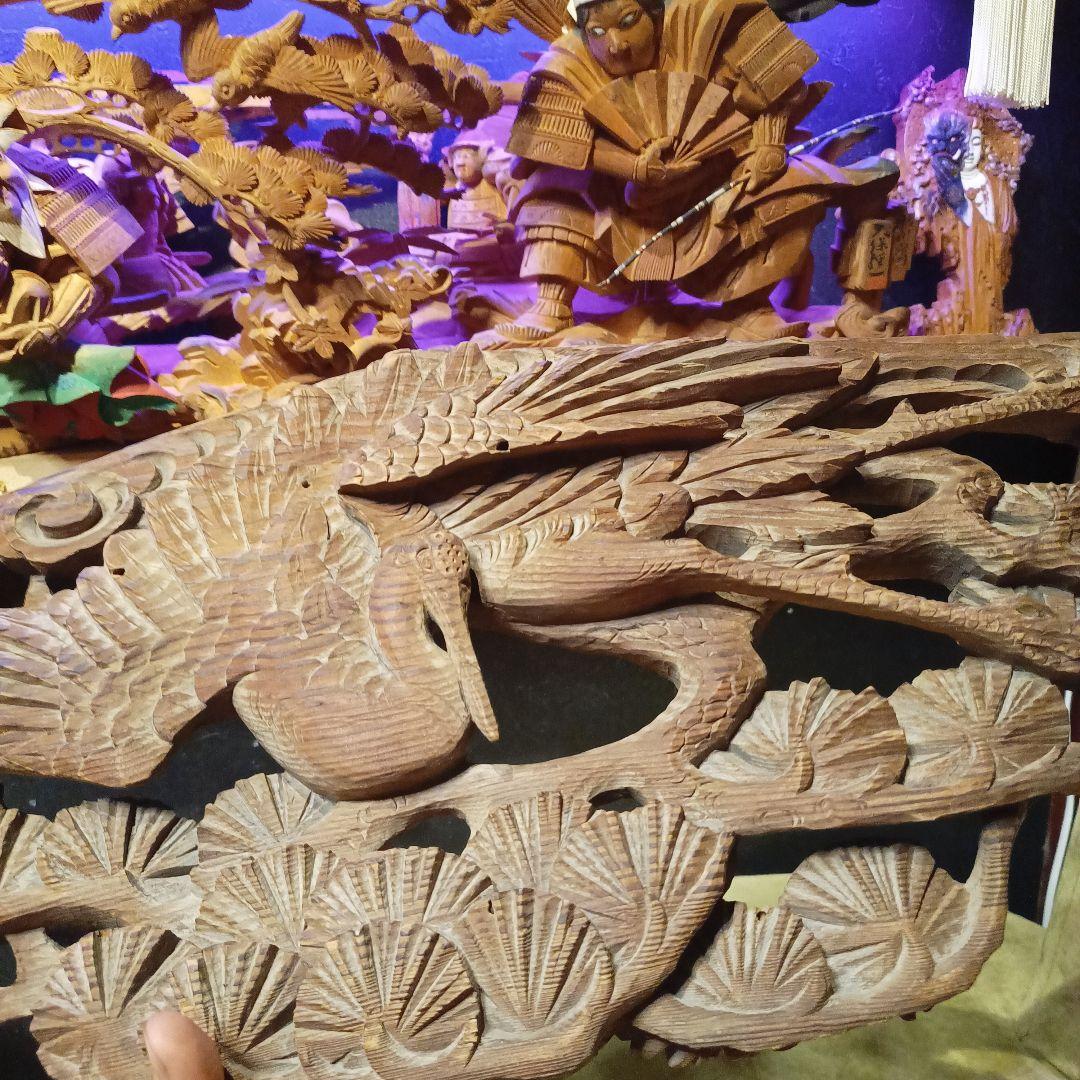 鶴　彫刻　欄間　懸魚　木彫　動物　寺院　仏閣　アンティーク