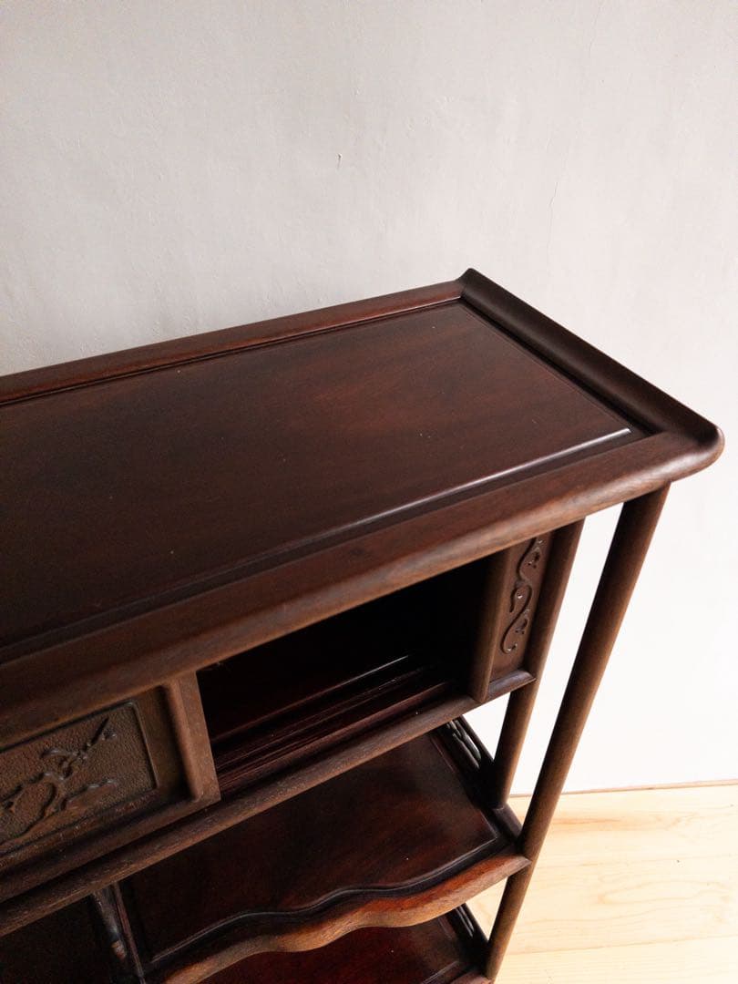 茶箪笥　天然木　茶棚　和室家具　彫刻　高級家具　ビンテージ　アンティーク