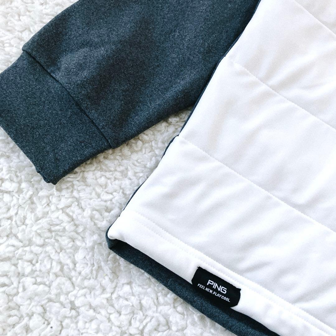 【新品】PING 2024年　キルティング ハーフジップシャツ　ホワイト　3L