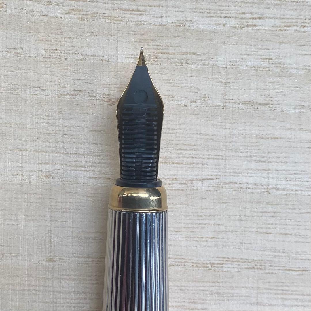 ルイ・カルティエ ゴドロン シルバーコンポジット 万年筆 18K 字幅 F