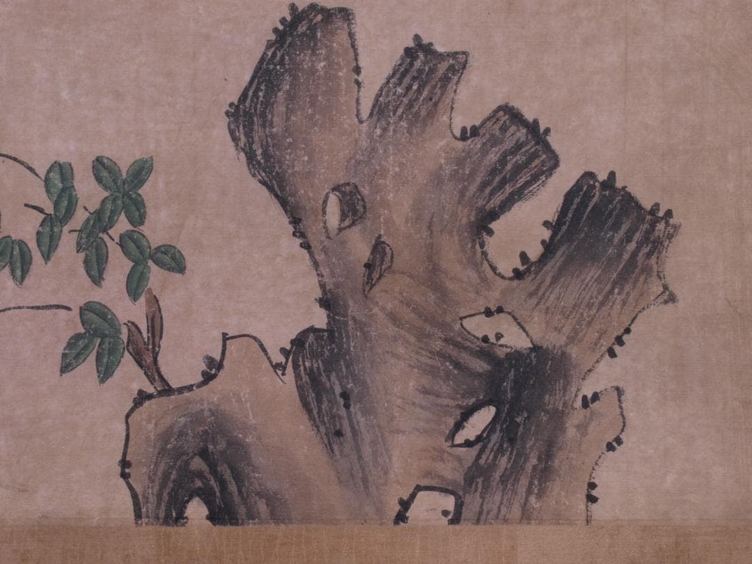 【骨董掛け軸】俊鸟登枝　 中国清時代　掛け軸　捲り　 AK197A14-3