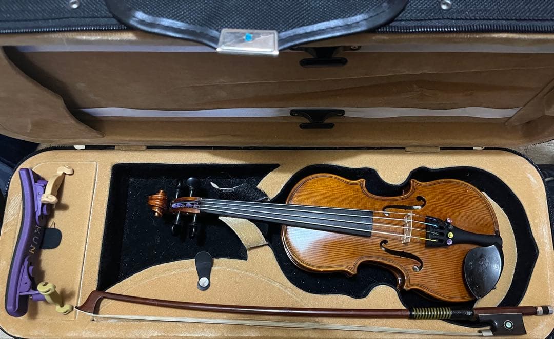 ち*た様 1/16 木製バイオリン 本体と弓(ケース付)