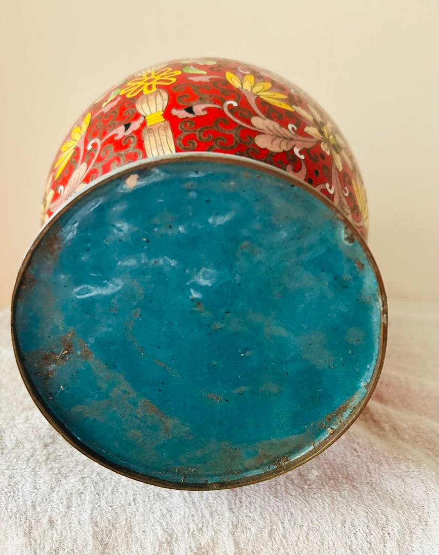 中国美術　七宝大花瓶　高さ39cm