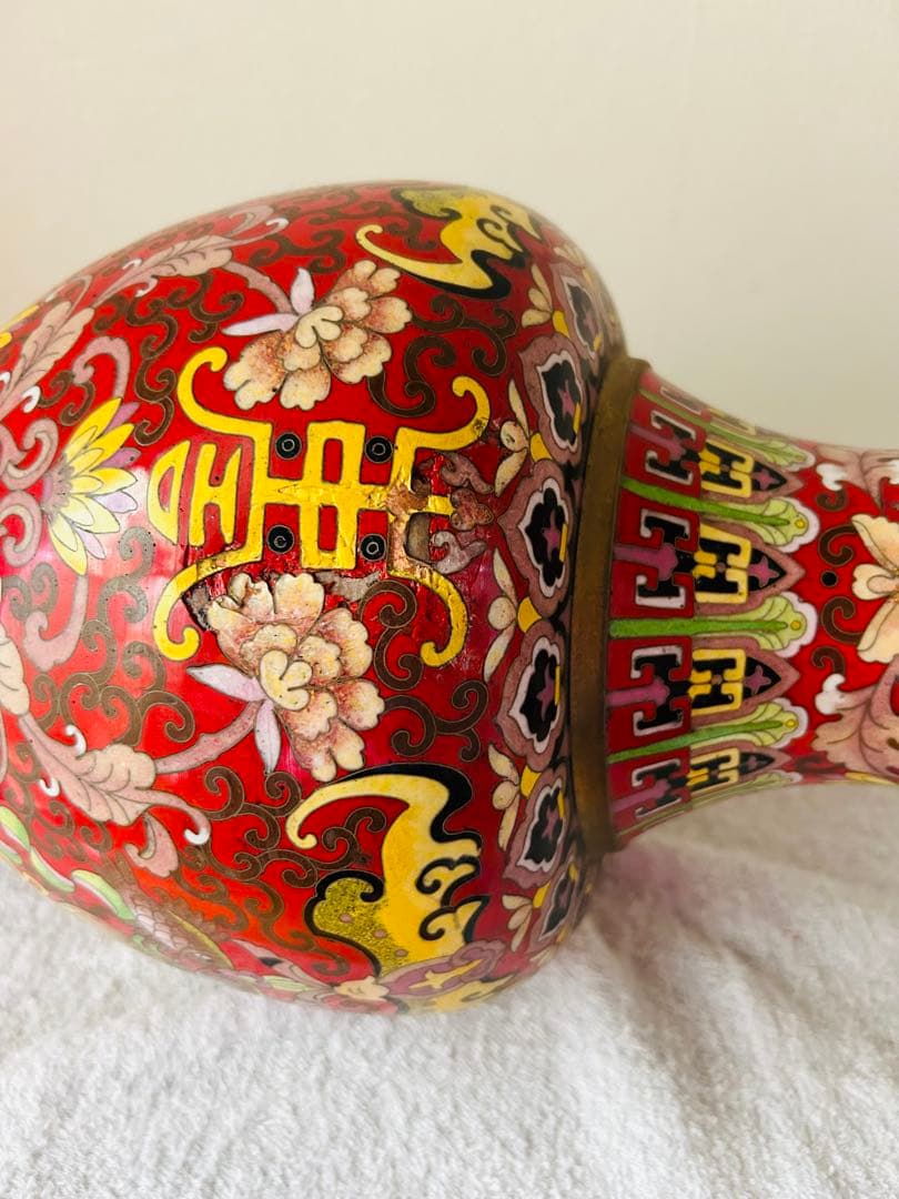 中国美術　七宝大花瓶　高さ39cm