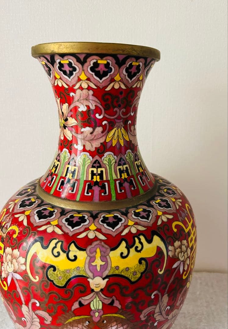 中国美術　七宝大花瓶　高さ39cm