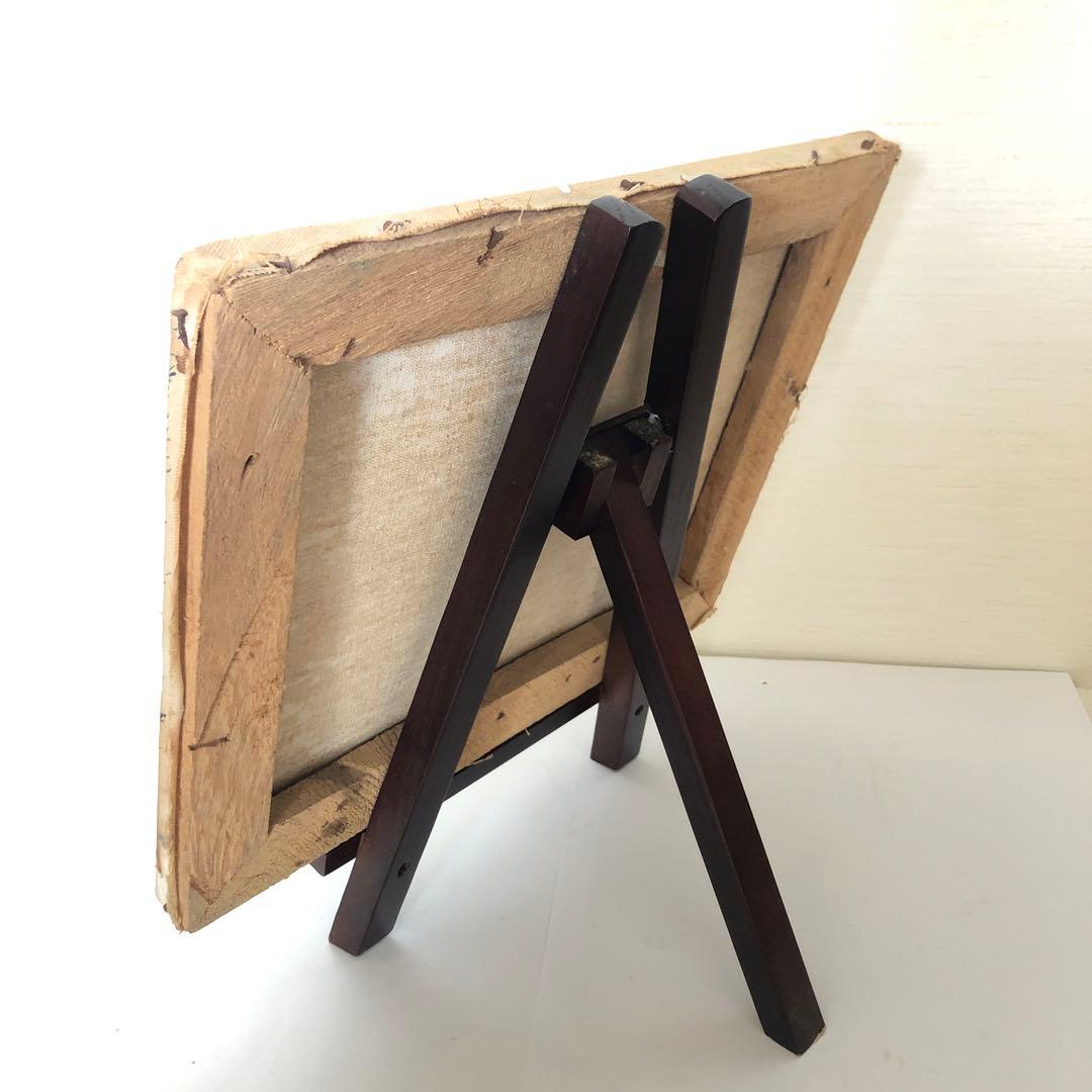 バリ島　油彩画　手描き　木製スタンド付き　一点物アート　アジアンインテリア