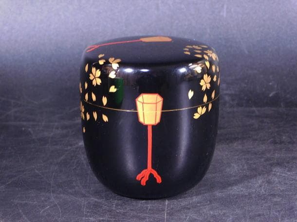 【茶道具　塗師　中村　宗尹　ぼんぼり中棗（共箱）／蒔絵　内朱】